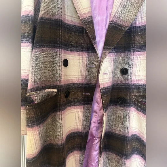 Avec Les Filles Plaid Purple Relaxed Walker Coat - Picture 3 of 7